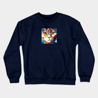 Retro wpap cat portrait Crewneck Sweatshirt